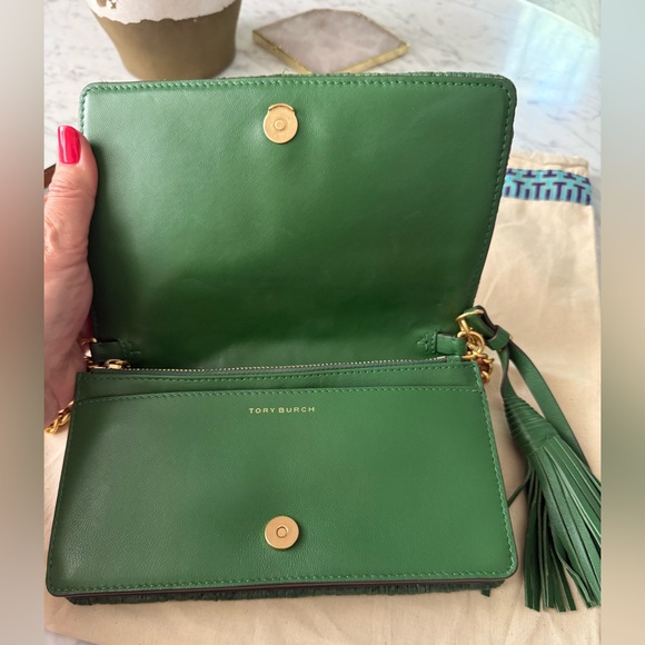 Tory Burch raffia and green leather Crossbody Bag - Picture 3 of 11